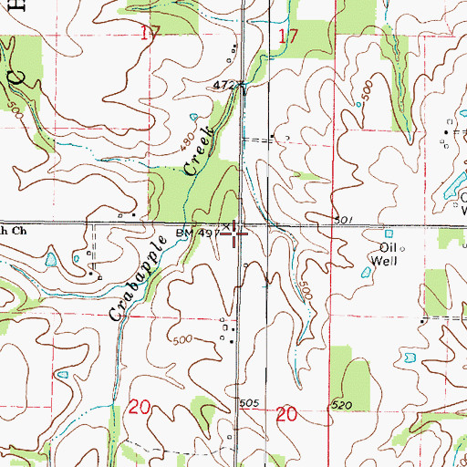 Topographic Map of Beulah School (historical), IL