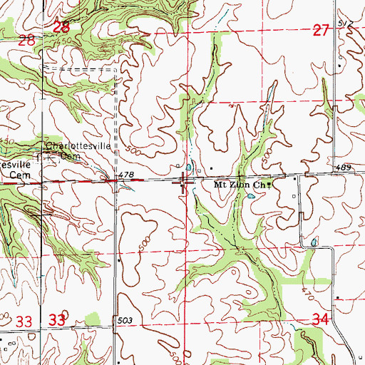 Topographic Map of Bond School (historical), IL
