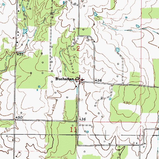 Topographic Map of Buchanan School (historical), IL