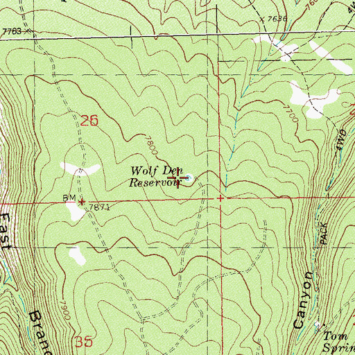 Topographic Map of Wolf Den Reservoir, CO
