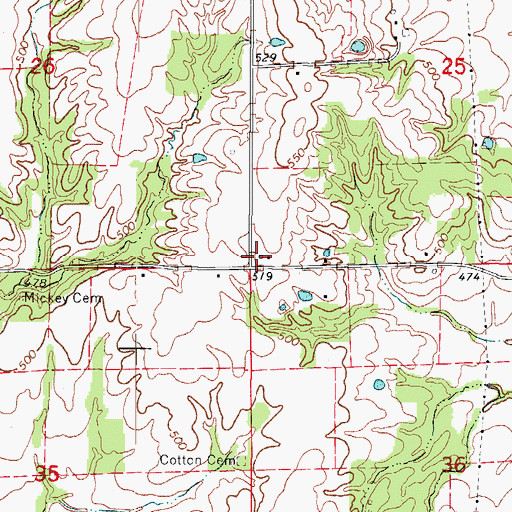 Topographic Map of Conover School (historical), IL