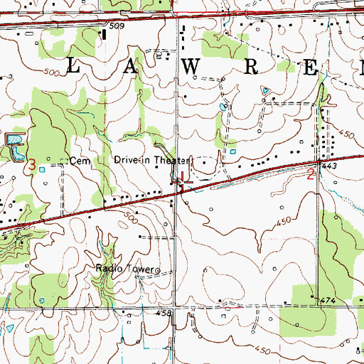 Topographic Map of Crossroads School (historical), IL