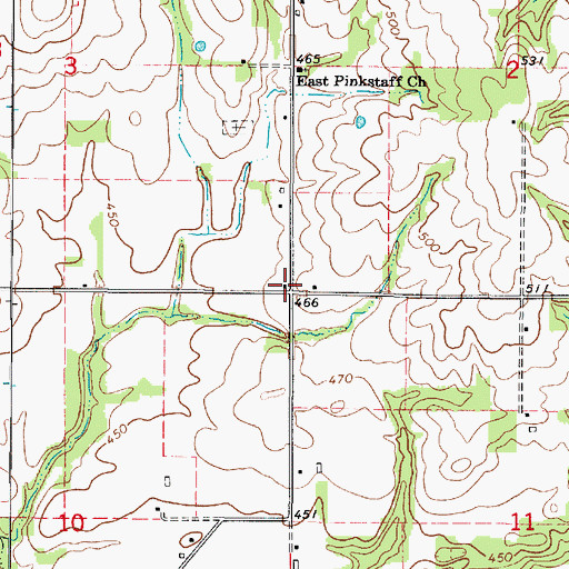 Topographic Map of East Pinkstaff School (historical), IL