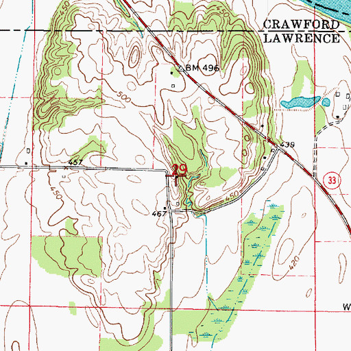 Topographic Map of Hazel Dell School (historical), IL