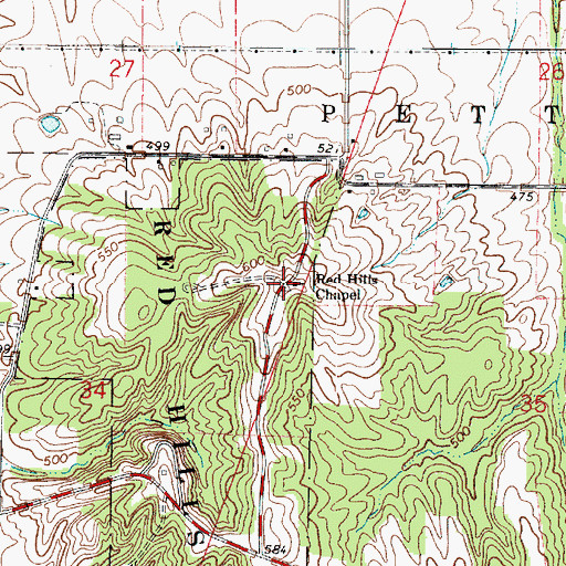 Topographic Map of Red Hill, IL