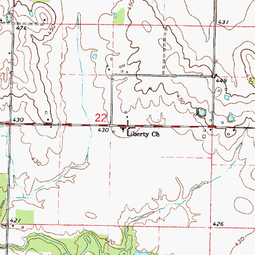 Topographic Map of Liberty School (historical), IL