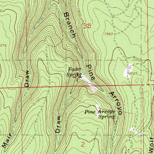 Topographic Map of Fader Spring, CO