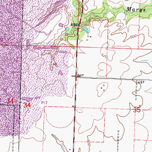 Topographic Map of Amity School (historical), IL