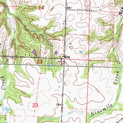 Topographic Map of Oakdale School (historical), IL