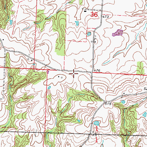 Topographic Map of Pea Ridge School (historical), IL