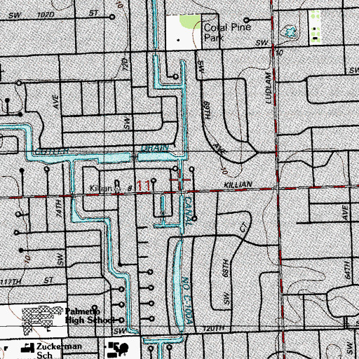 Topographic Map of Pinecrest, FL