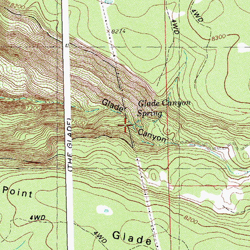 Topographic Map of Glade Canyon Spring, CO