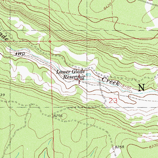 Topographic Map of Lower Glade Reservoir, CO