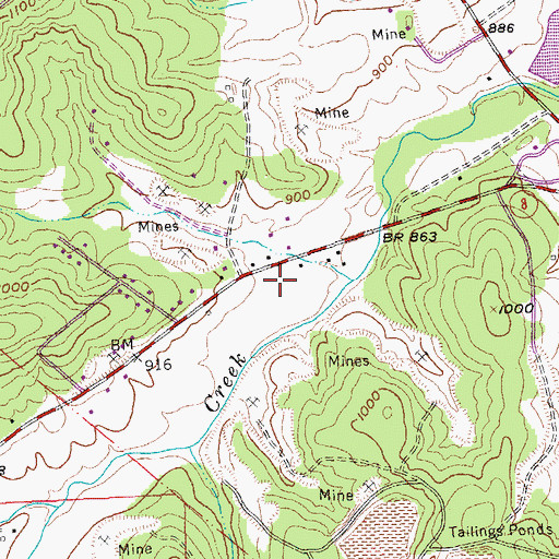 Topographic Map of Redbud Memorial Gardens, MO