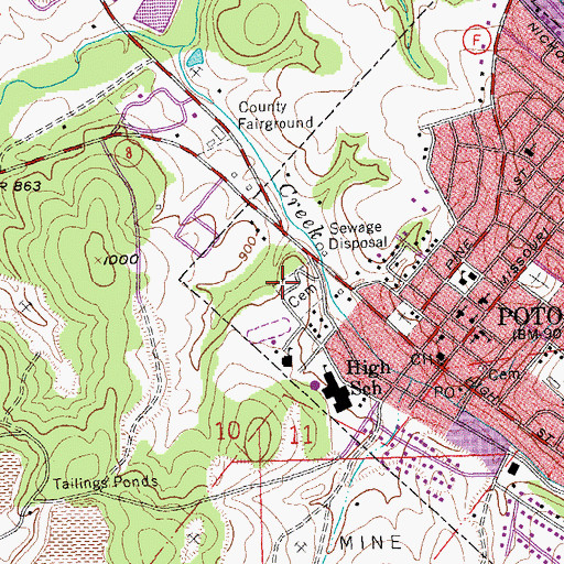 Topographic Map of Calvary Cemetery, MO