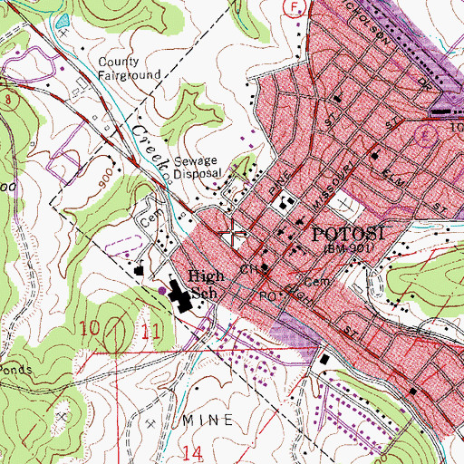 Topographic Map of City Cemetery, MO