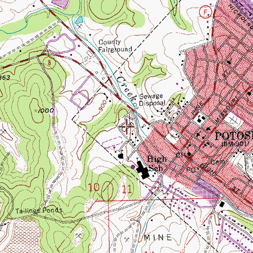 Topographic Map of Perry - McGready Cemetery, MO