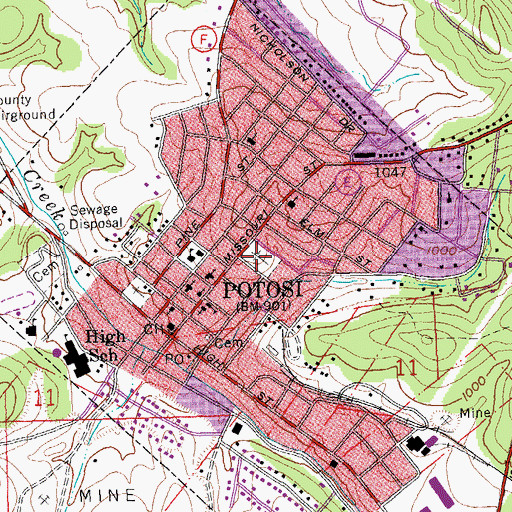 Topographic Map of Saint James Catholic Cemetery, MO