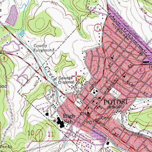 Topographic Map of Trinity Cemetery, MO