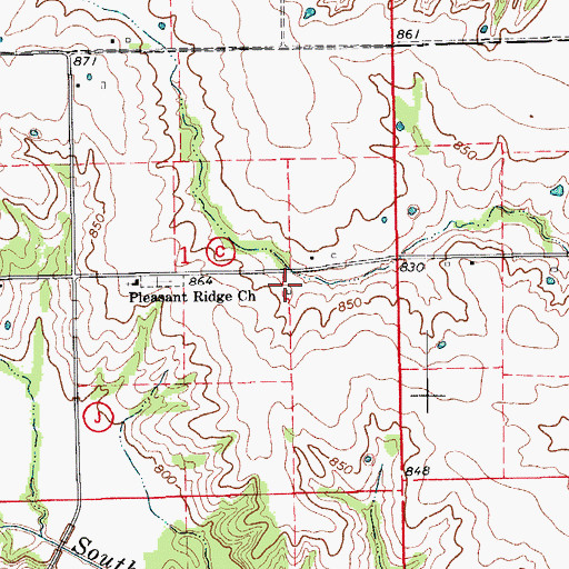 Topographic Map of Slocum Cemetery, MO