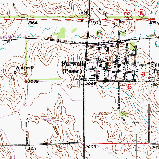 Topographic Map of Danish Cemetery, NE