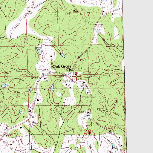 Topographic Map of Oak Grove Cemetery, MS