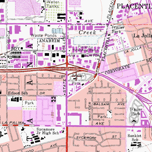 Topographic Map of Anaheim Royal Mobile Home Park, CA