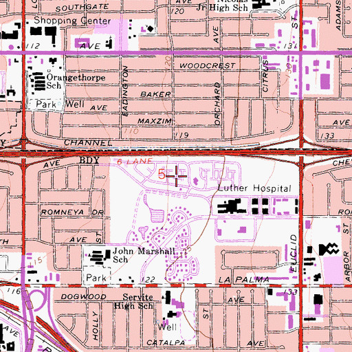 Topographic Map of Anaheim Shores, CA
