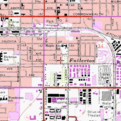 Topographic Map of Lemon Park, CA