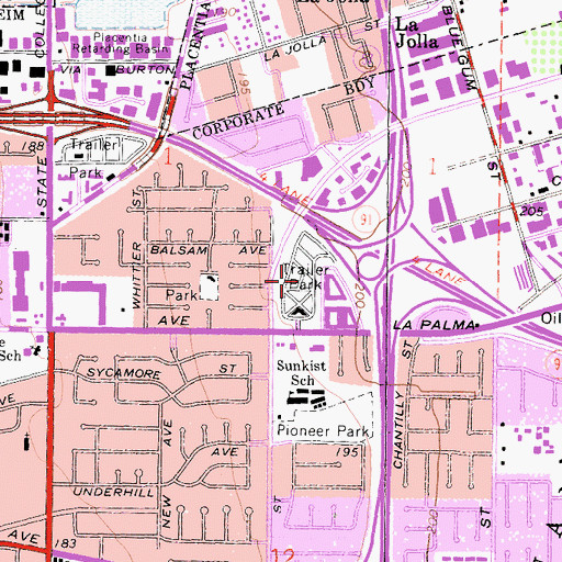 Topographic Map of Palm Lodge Mobile Home Estates, CA