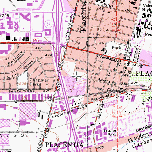 Topographic Map of Santa Fe Park, CA