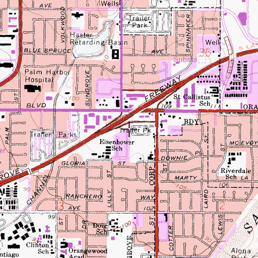 Topographic Map of Berrydale Trailer Park, CA