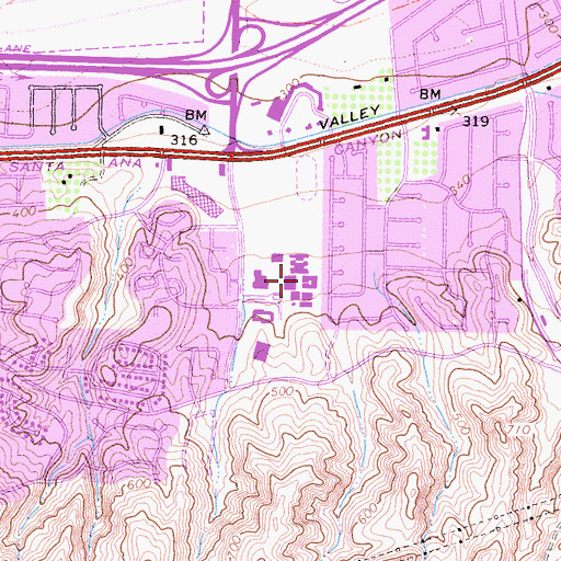 Topographic Map of Canyon High School, CA