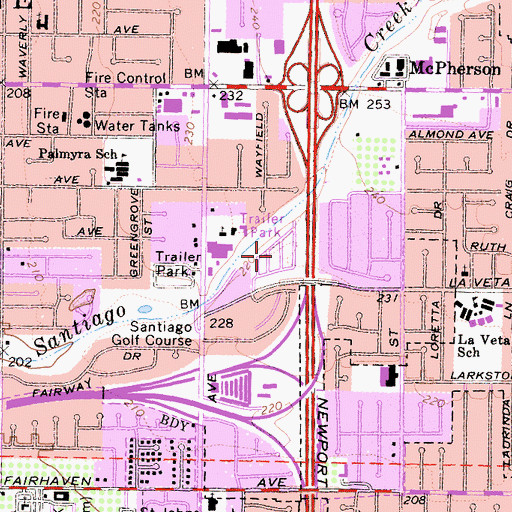 Topographic Map of Creekside Mobile Home Estates, CA