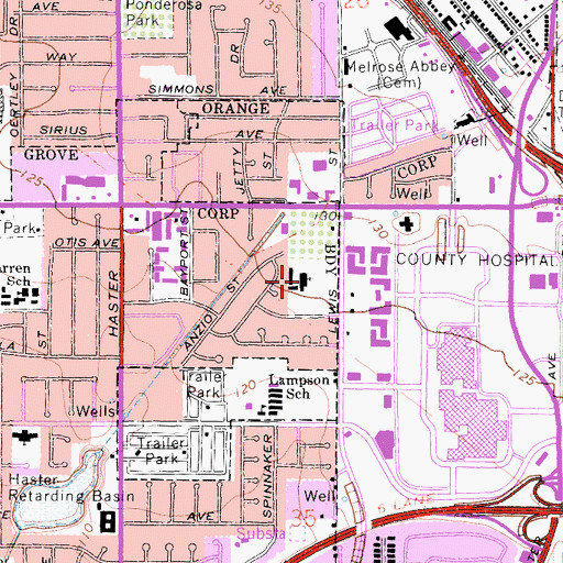 Topographic Map of Crystal Cathedral (historical), CA