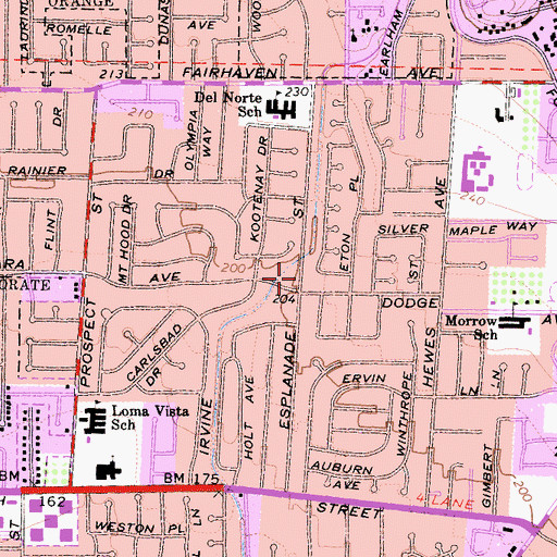 Topographic Map of Esplanade Park, CA