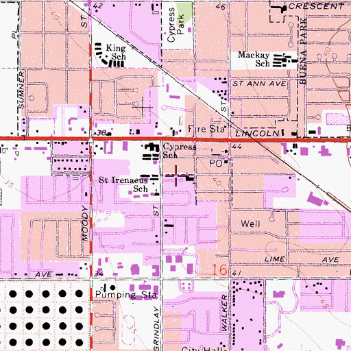 Topographic Map of First Southern Baptist Church of Cypress, CA