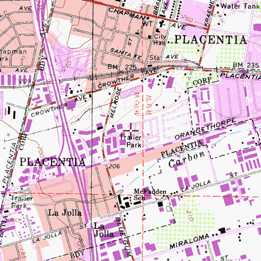 Topographic Map of Hacienda Mobile Home Park, CA