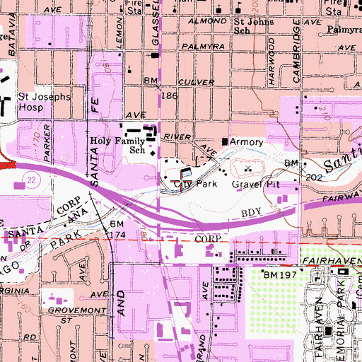 Topographic Map of Hart Park, CA