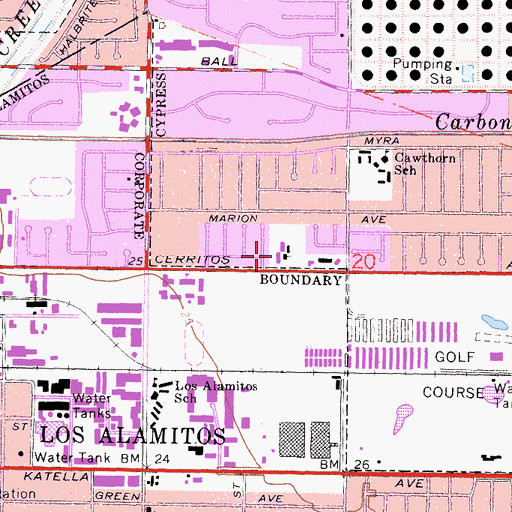 Topographic Map of Holy Cross Lutheran School, CA