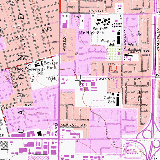 Topographic Map of Katella High School, CA