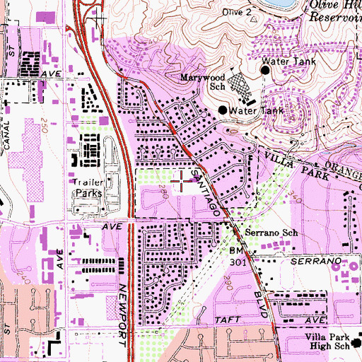 Topographic Map of Lutheran High School, CA