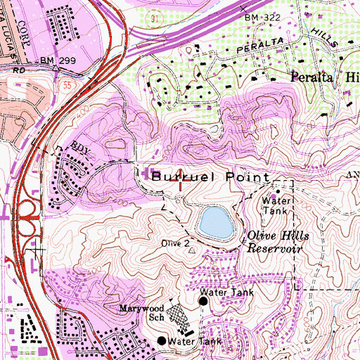 Topographic Map of Olive Hills Park, CA