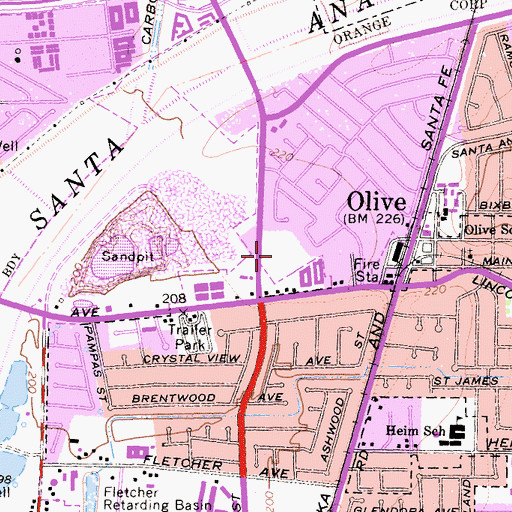 Topographic Map of Olive Park, CA