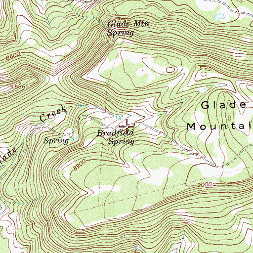 Topographic Map of Bradfield Spring, CO