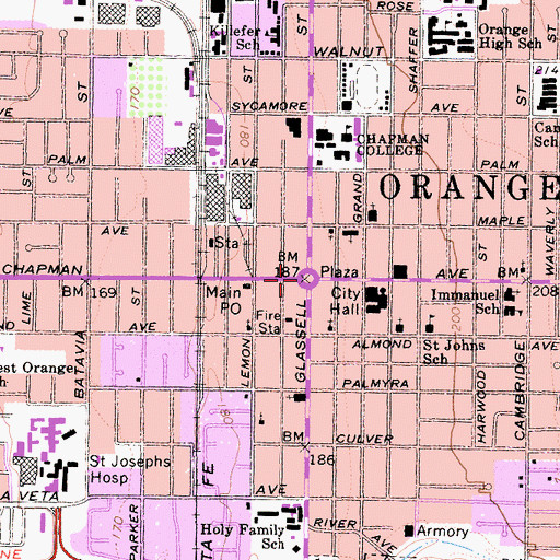 Topographic Map of Plaza Square Park, CA