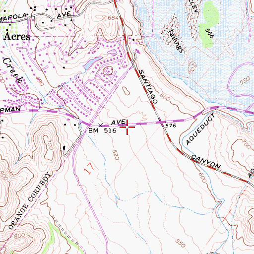 Topographic Map of Santiago Canyon College, CA