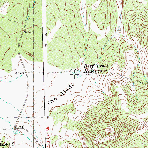 Topographic Map of Beef Trail Reservoir, CO
