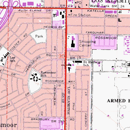 Topographic Map of Saint Hedwig Catholic Church, CA