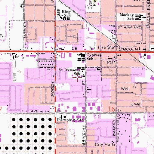 Topographic Map of Saint Irenaeus Catholic Church, CA